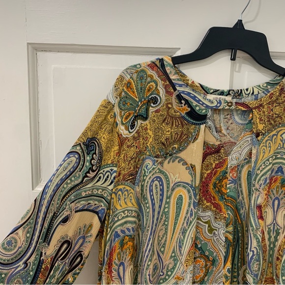 Umgee Women’s Boho Oversized Tunic Mini Dress Fall Flowy Peasant Sleeve Size L - Picture 3 of 12